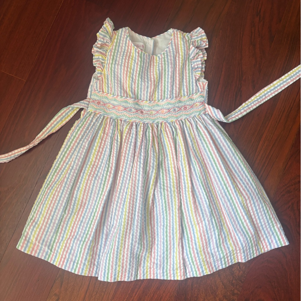 Rainbow seersucker dress- size 4T